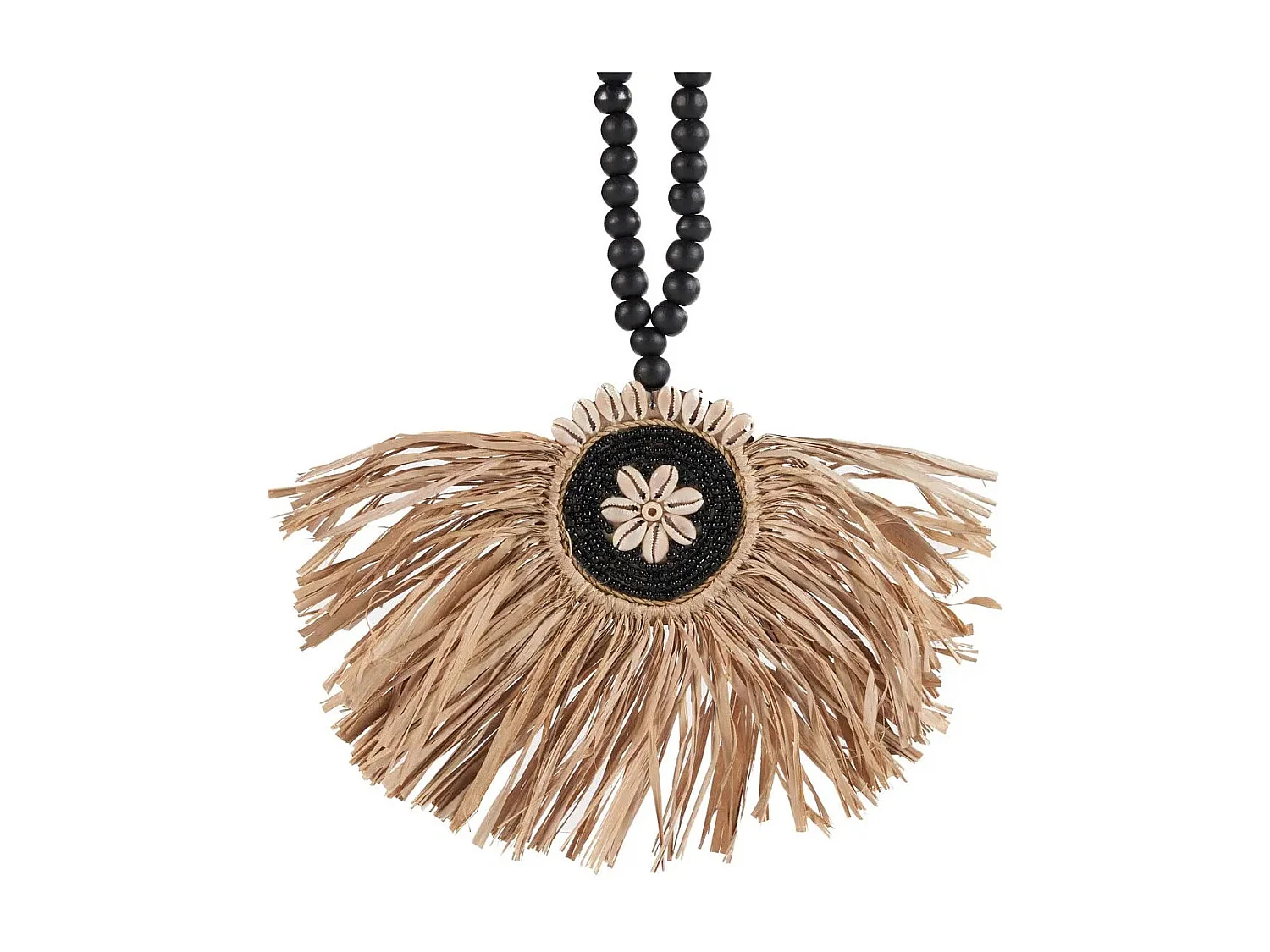 De Raffia Mahkota Tassel - Naturel Zwart