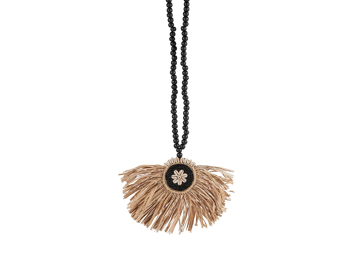 The Raffia Mahkota Tassel - Natural Black