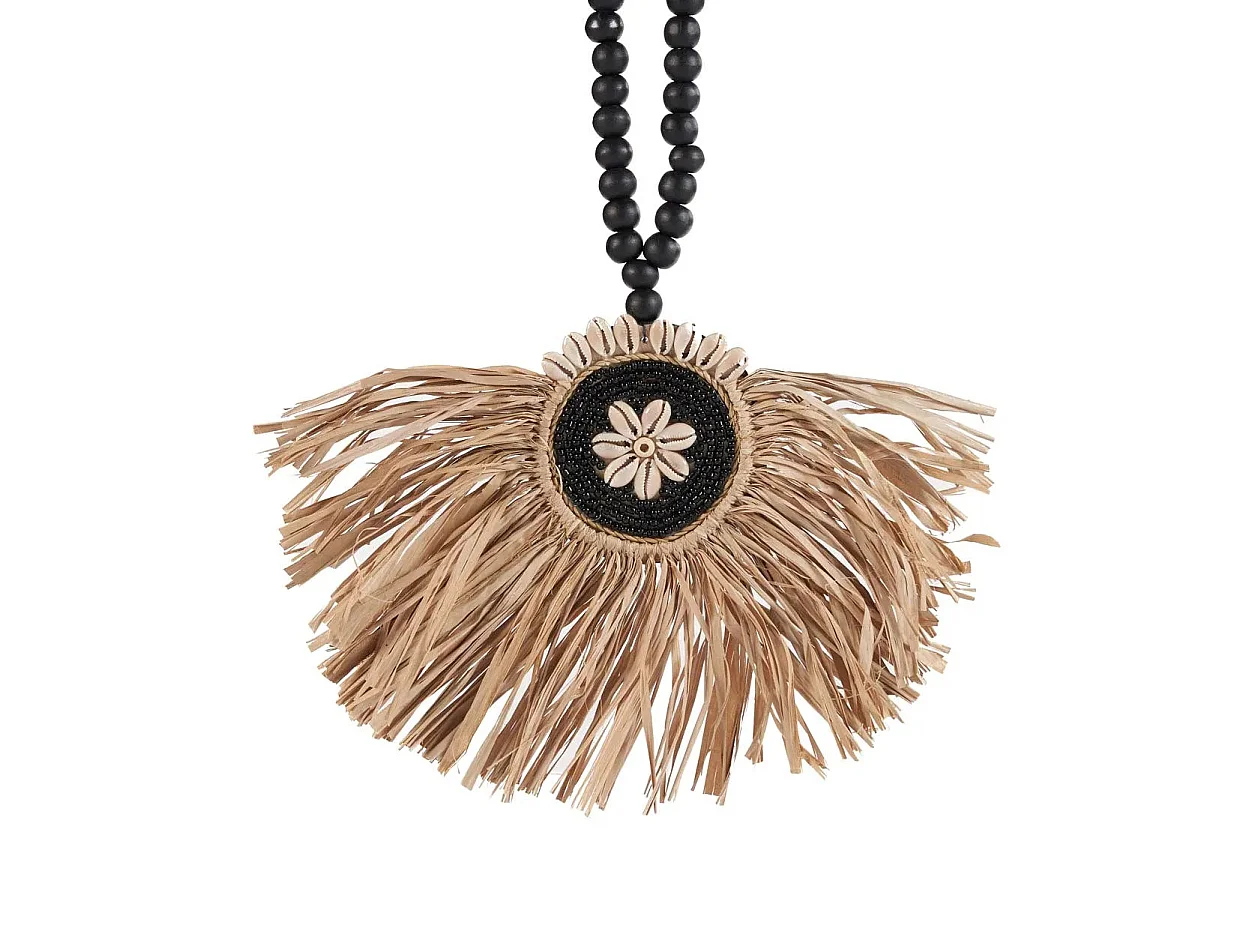The Raffia Mahkota Tassel - Natural Black