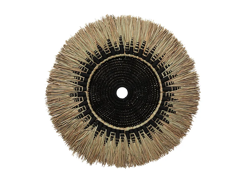 Wanddekoration aus Makramee-Raffia - Natur Schwarz