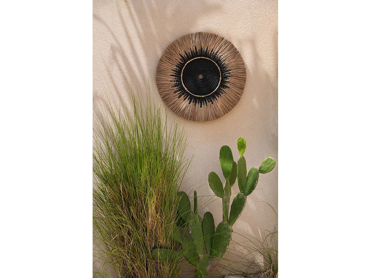 Wanddekoration aus Makramee-Raffia - Natur Schwarz