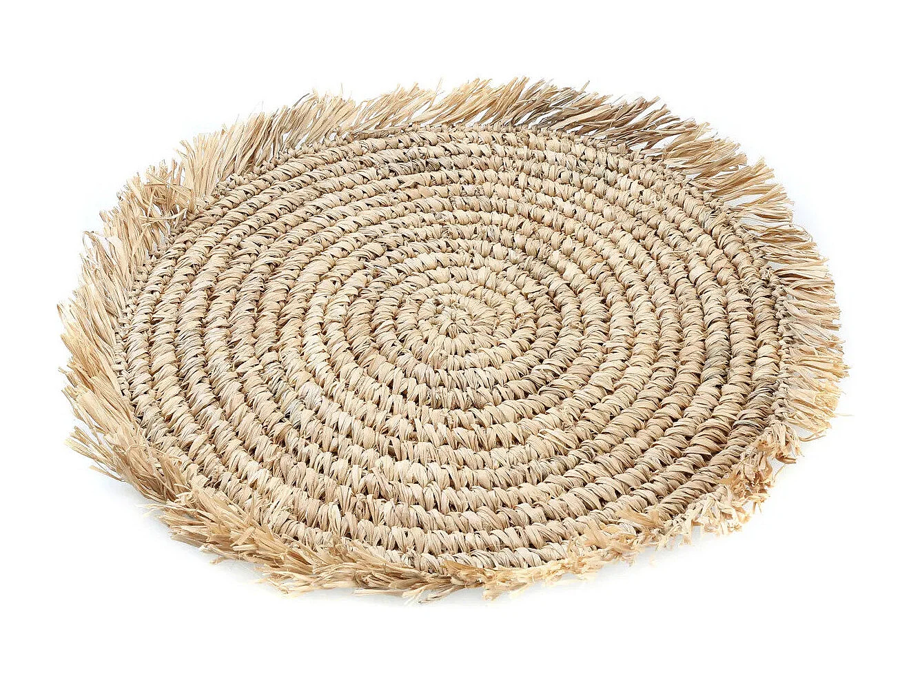 Le Set De Table Fringe En Raphia - Rond - Naturel