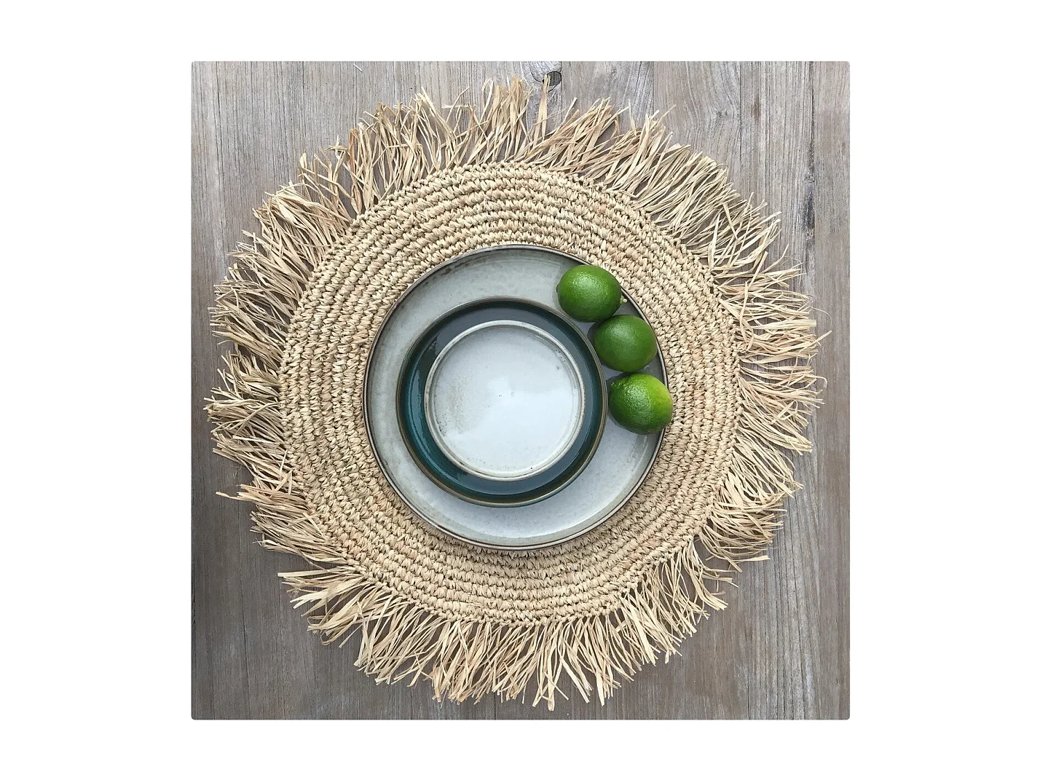 De Fringe Raffia Placemat Rond - Naturel