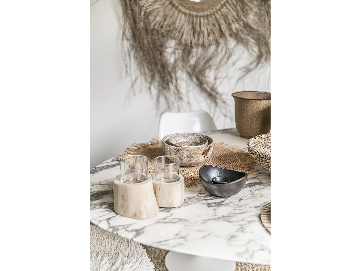 El Fringe Raffia Mantel Individual Redondo - Natural