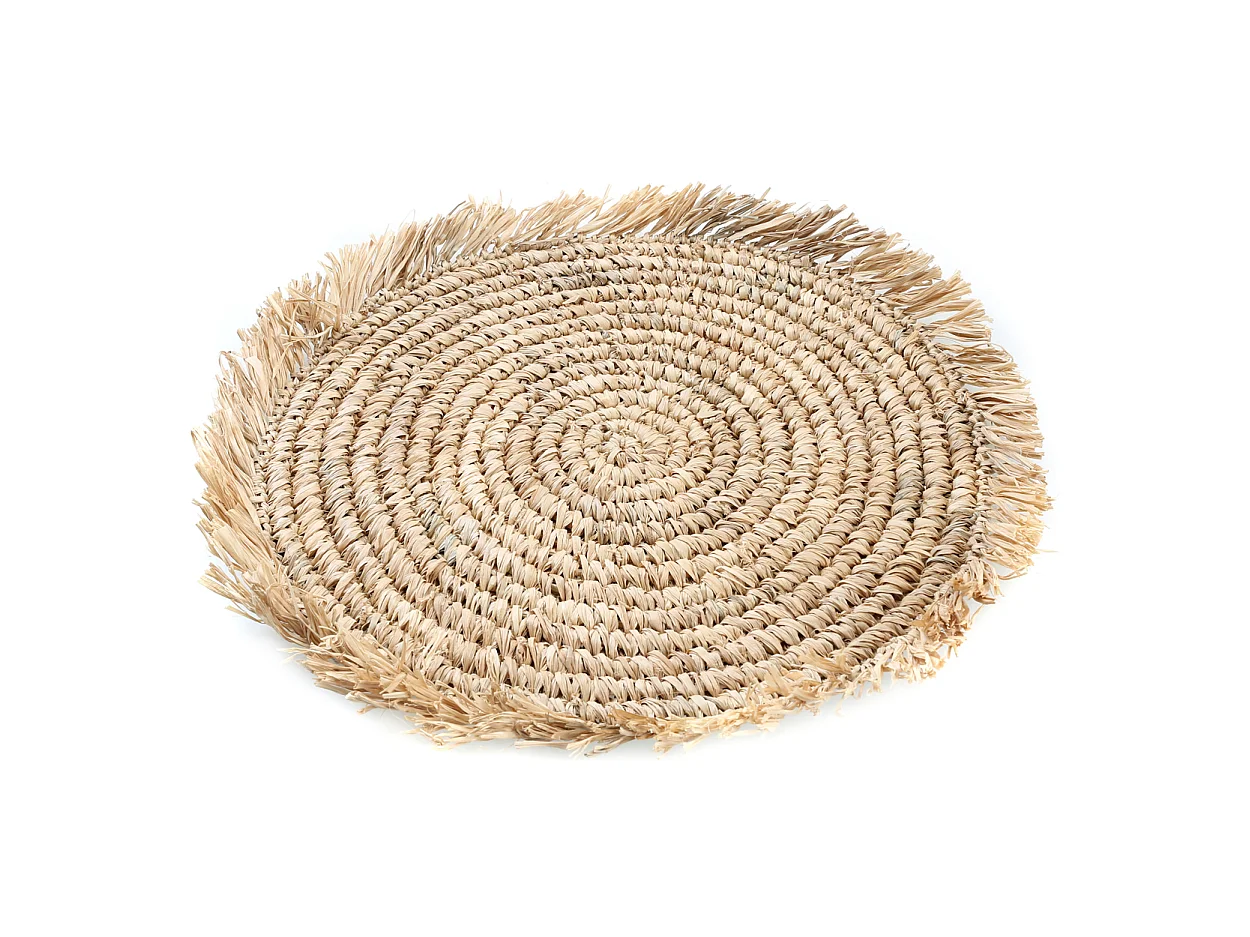 El Fringe Raffia Mantel Individual Redondo - Natural
