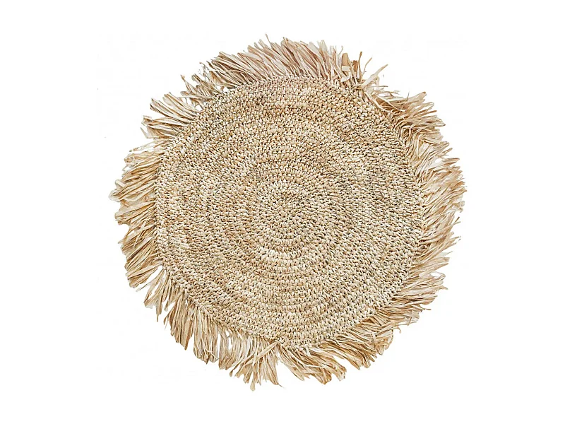 De Fringe Raffia Placemat Rond - Naturel