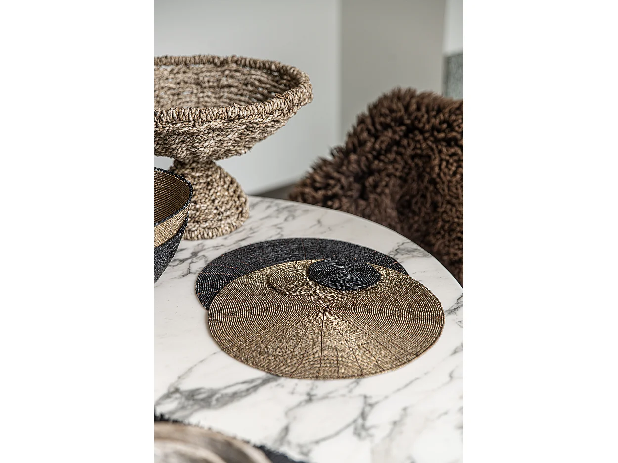Le Set De Table En Perles - Noir