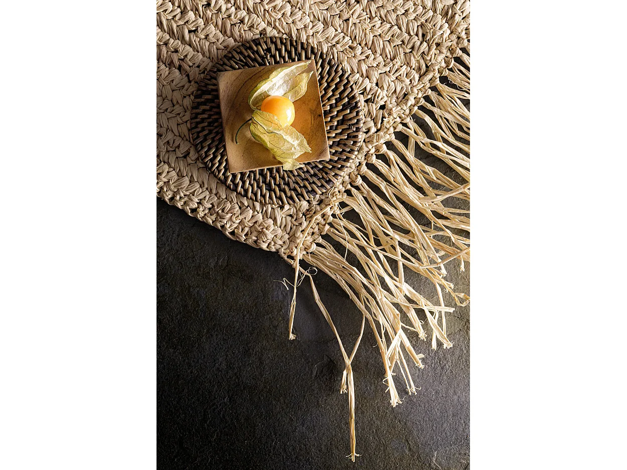 La Tovaglietta Rettangolare Raffia Fringe - Naturale