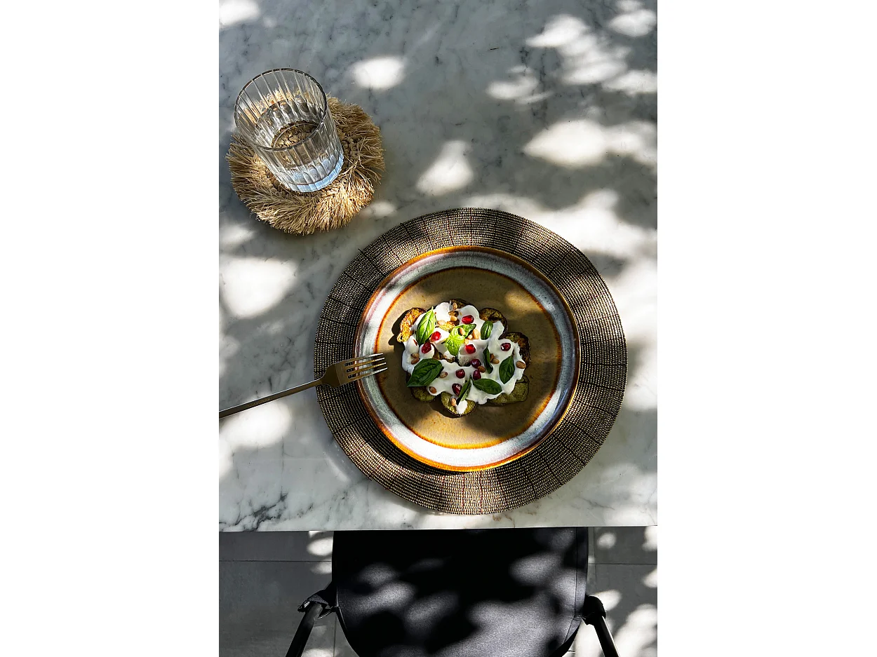 El Mantel Individual Beaded - Dorado