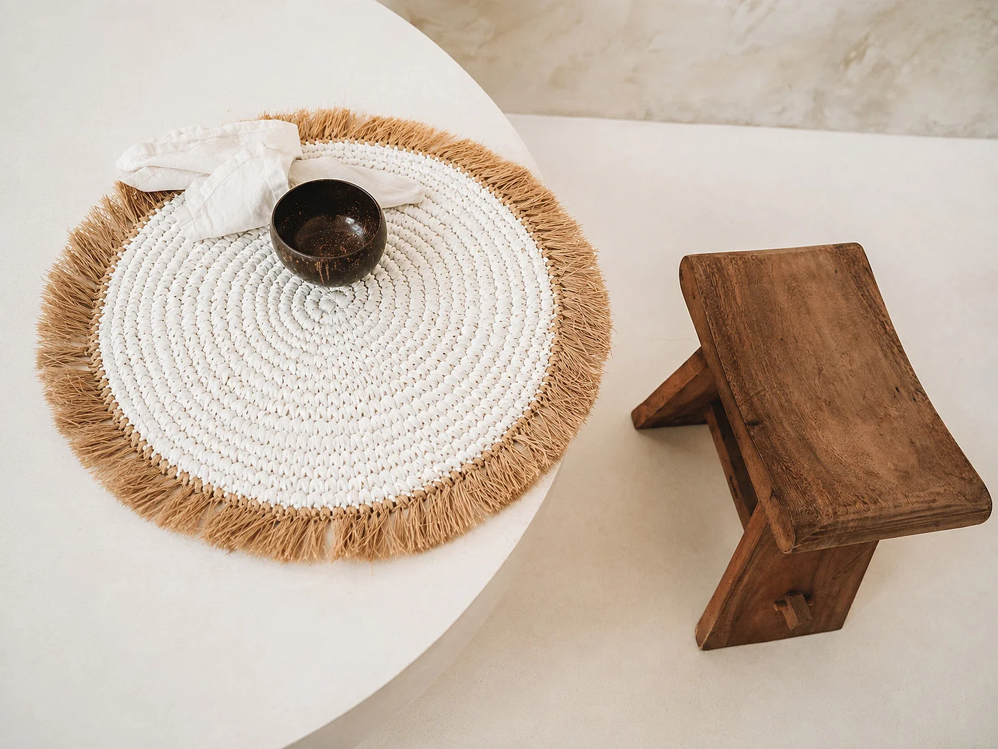 Le Water Hyacinth Raffia Set de Table - Blanc Naturel