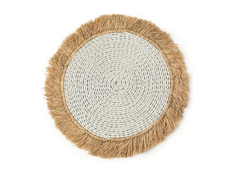 Das Seagrass-Raffia-Platzset - Weiß Natur