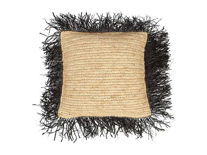 La Housse De Coussin En Raffia - Naturel Noir - 40x40