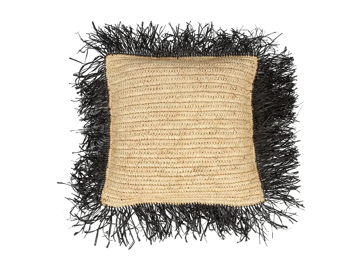 La Housse De Coussin En Raffia - Naturel Noir - 40x40