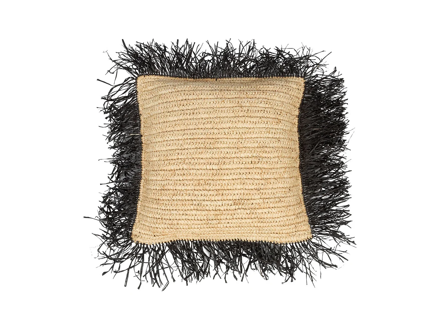 La Housse De Coussin En Raffia - Naturel Noir - 40x40