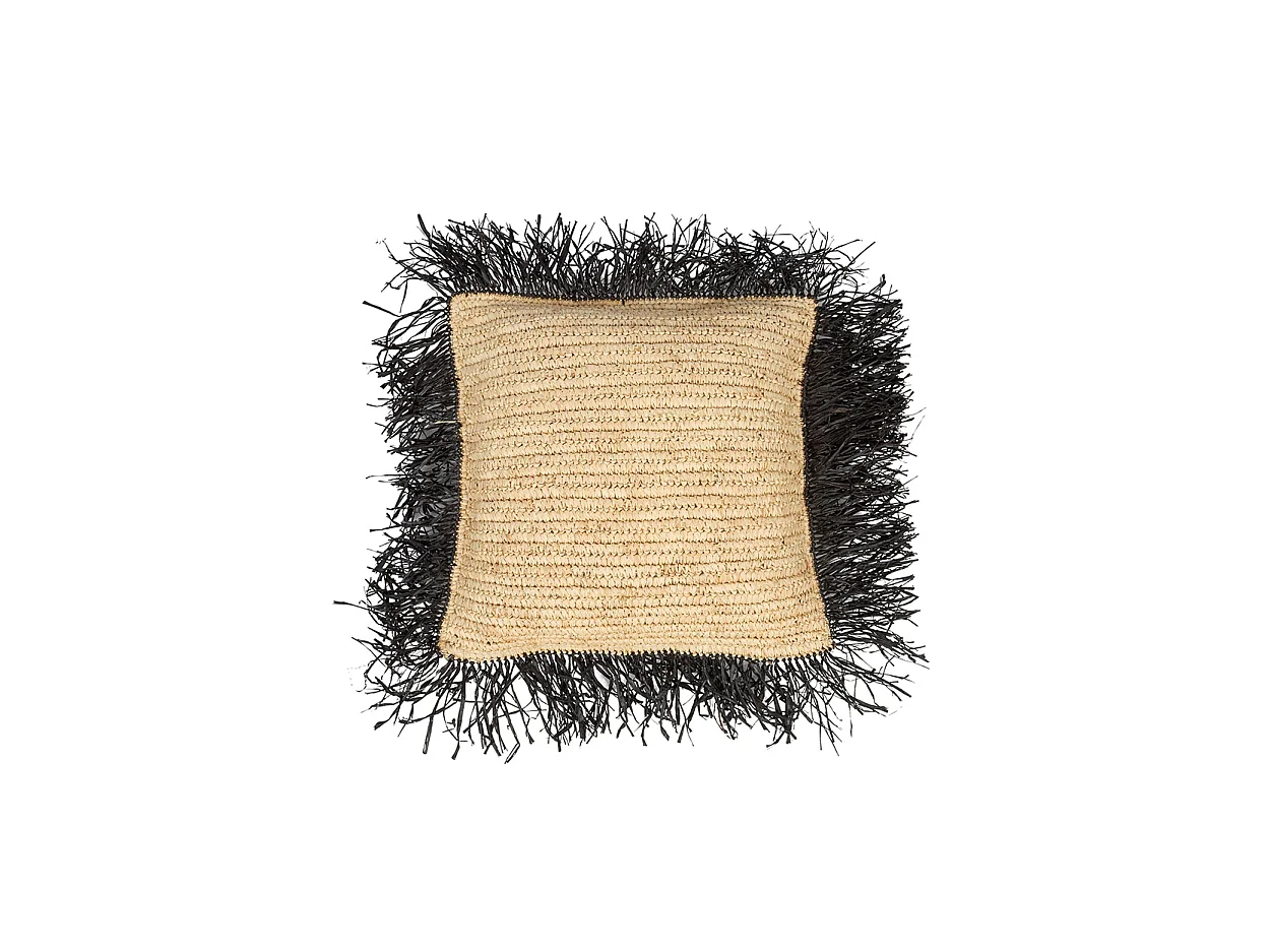 La Housse De Coussin En Raffia - Naturel Noir - 40x40