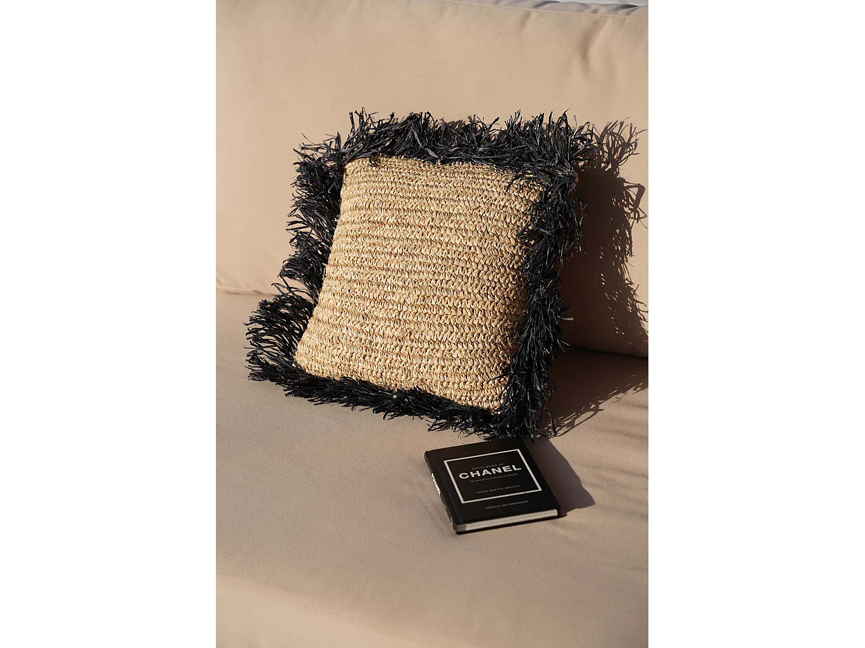 La Housse De Coussin En Raffia - Naturel Noir - 40x40