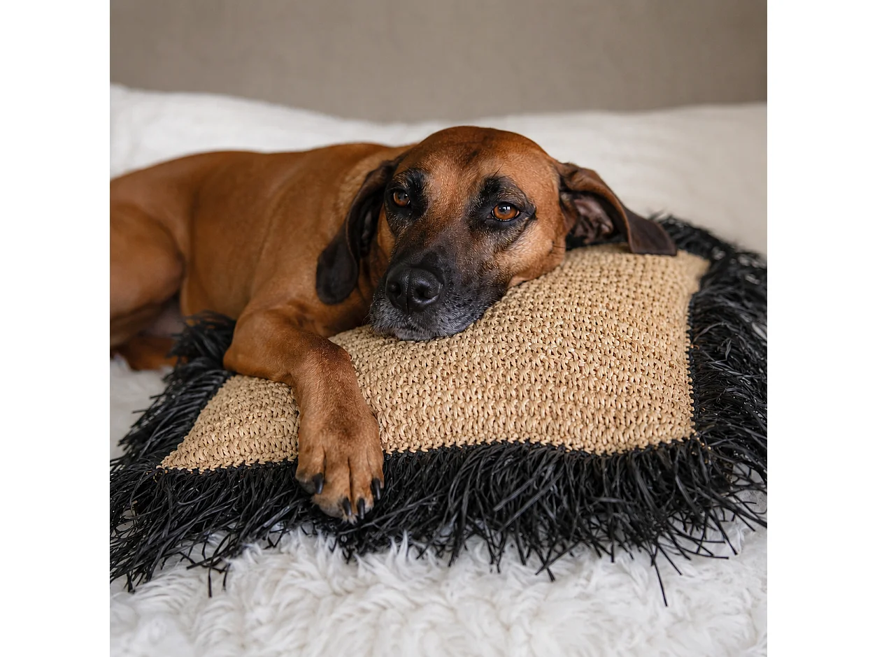 La Housse De Coussin En Raffia - Naturel Noir - 40x40