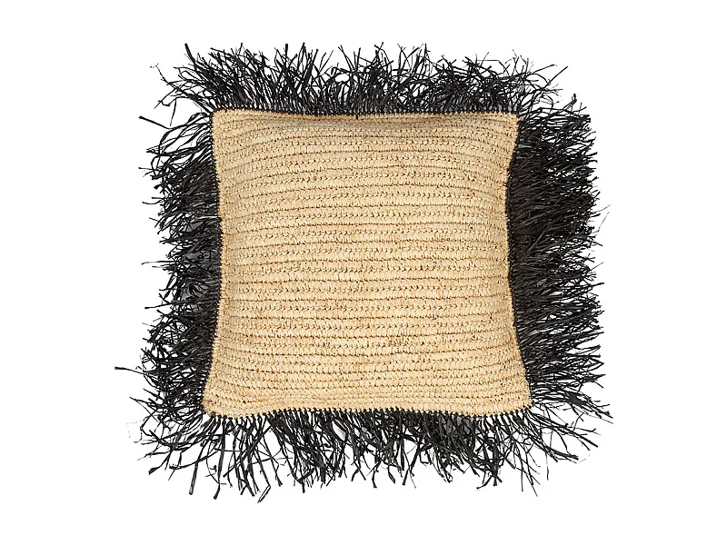 La Housse De Coussin En Raffia - Naturel Noir - 40x40
