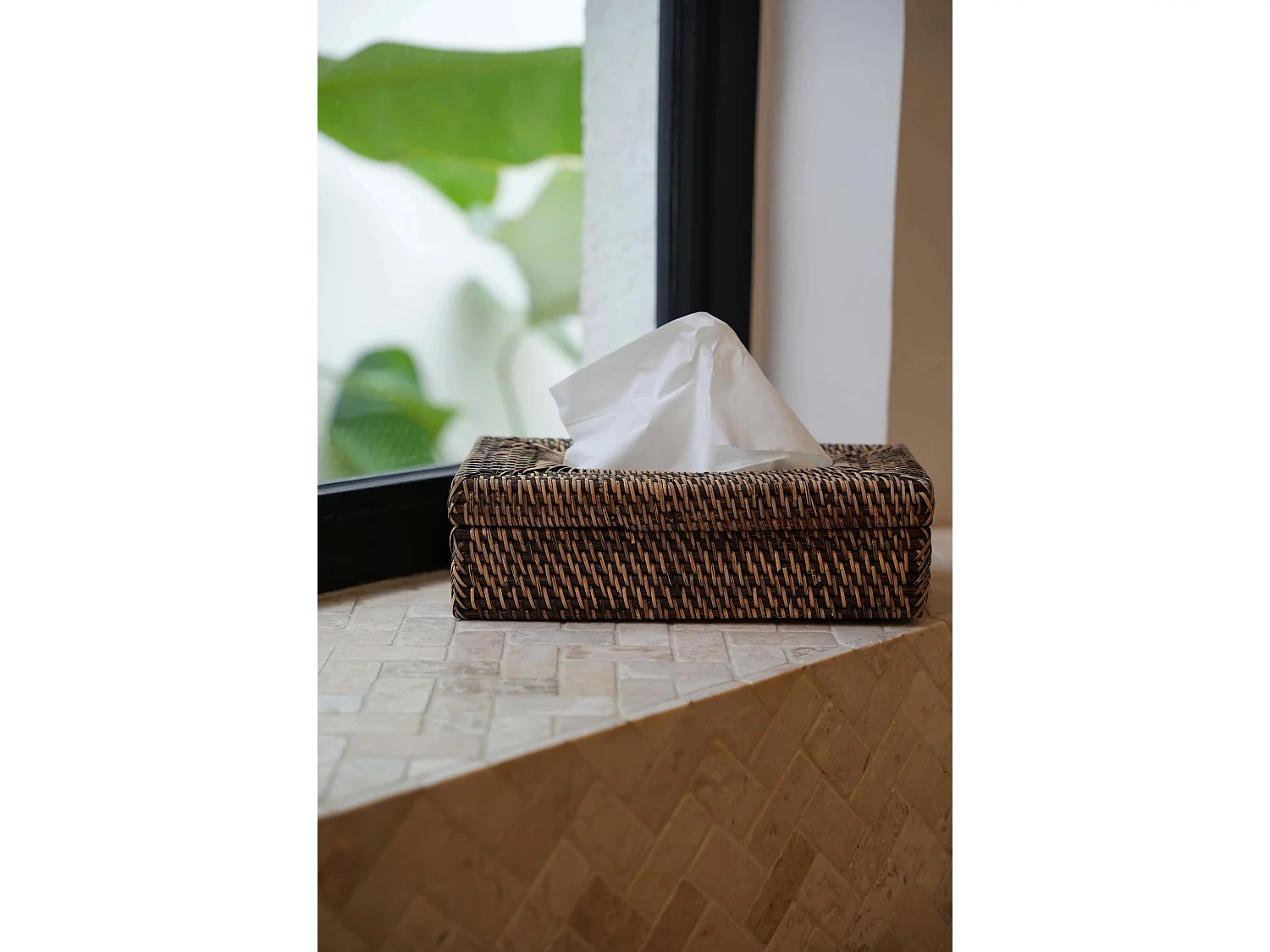 Scatola Porta Fazzoletti Rattan Classic - Marrone Naturale