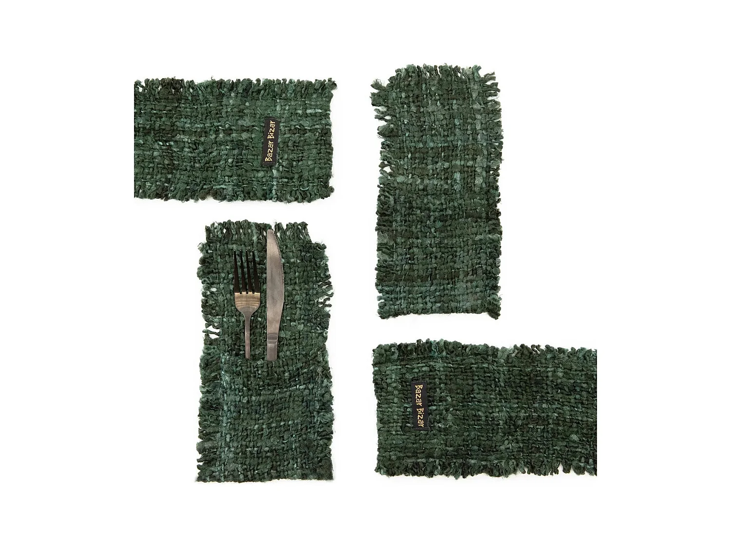 Het Oh My Gee Bestekzakje - Donkergroen - Set van 4