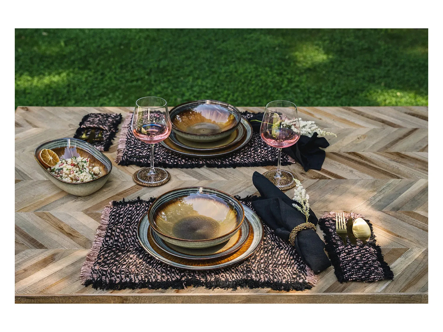 Het Oh My Gee Bestekzakje - Zwart Koper - Set van 4