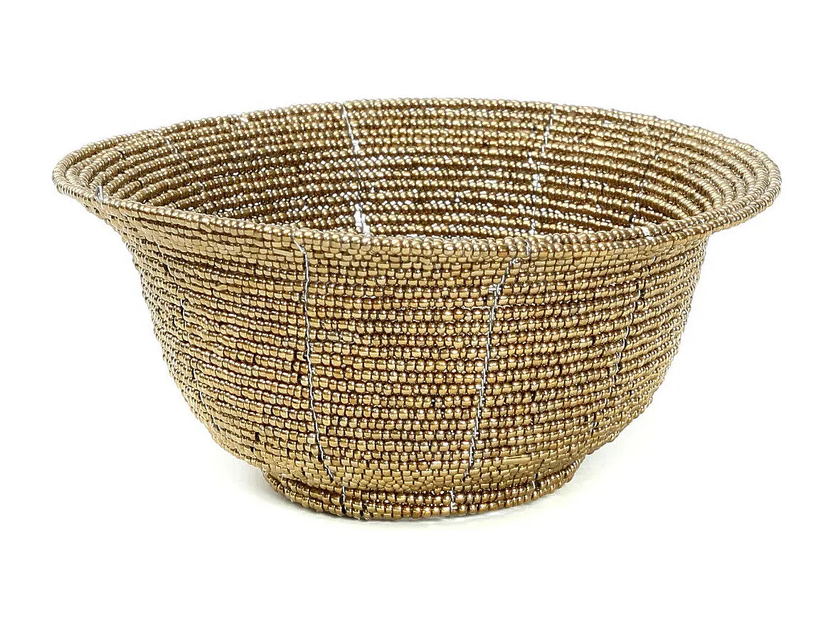 De Beaded Kom Laag - Goud - S