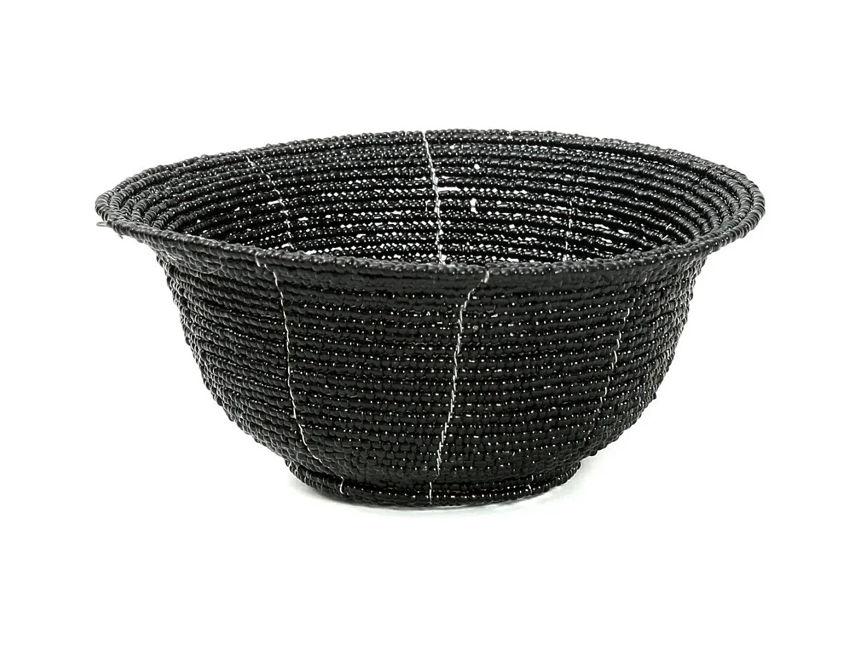 De Beaded Kom Laag - Zwart - S