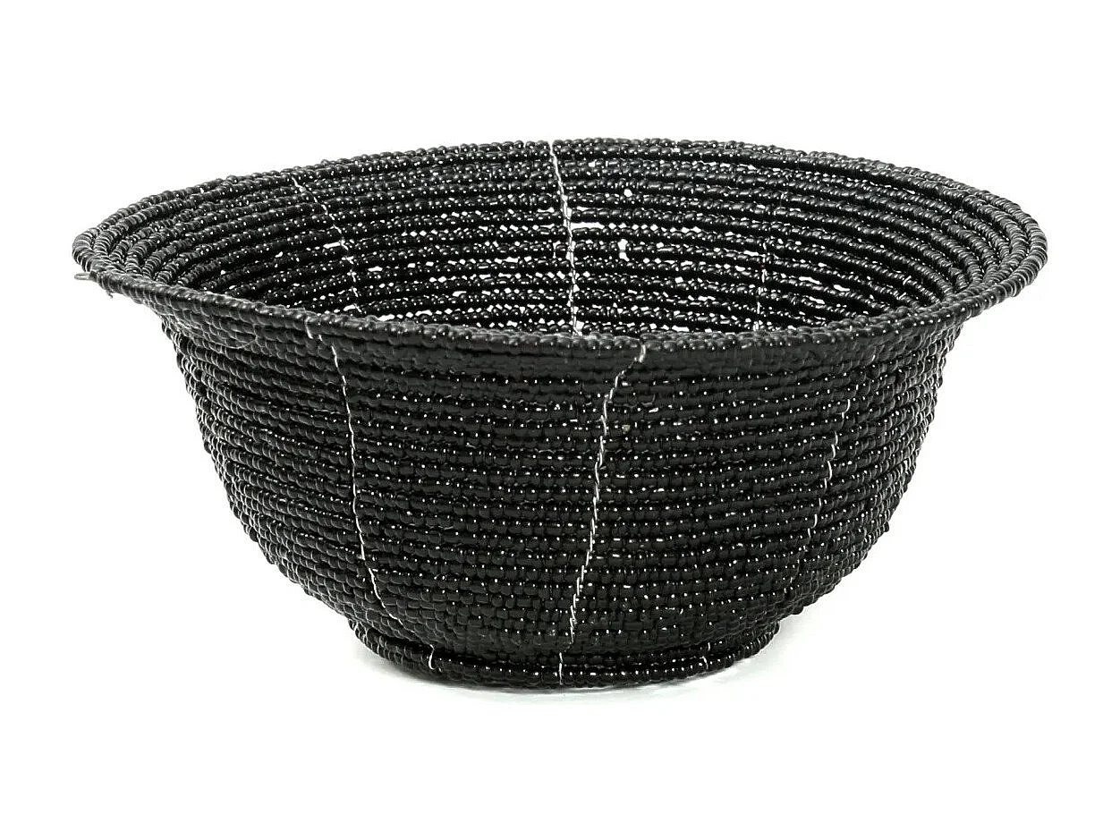 De Beaded Kom Laag - Zwart - S