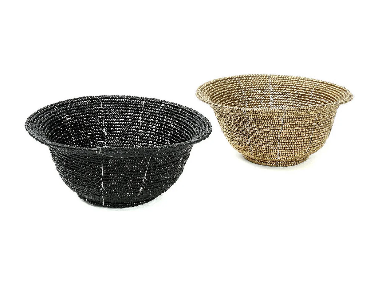 De Beaded Kom Laag - Zwart - S