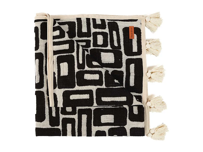 De Aztec Bedsprei - Naturel Zwart