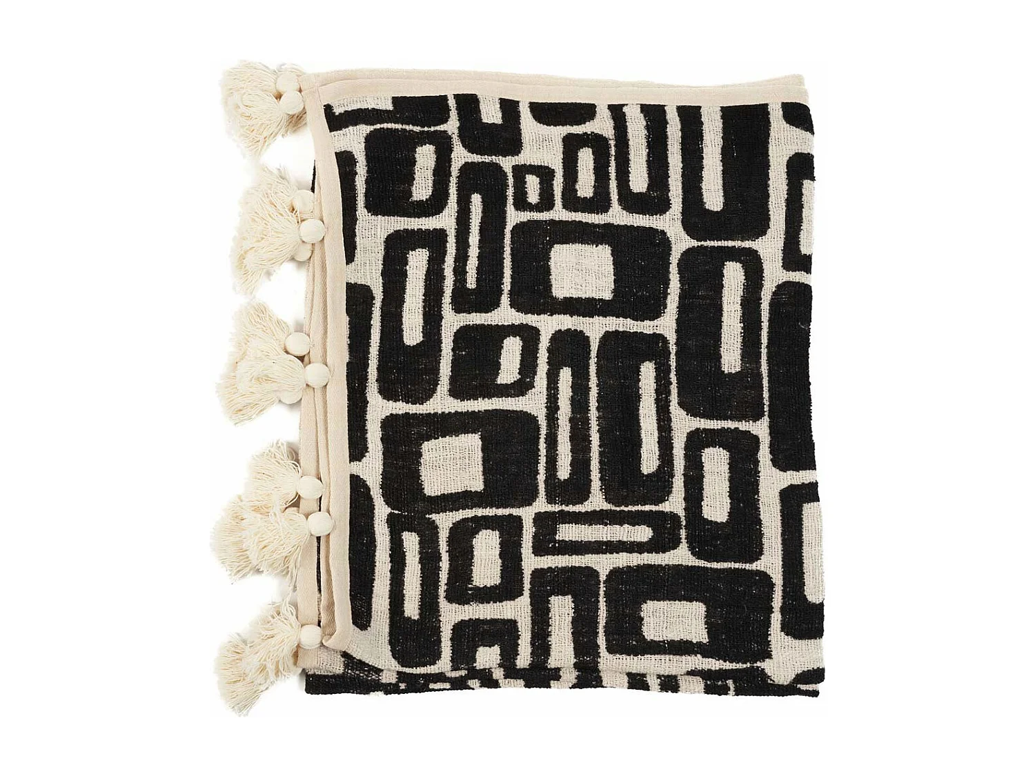 Der Aztec Bettüberwurf - Natur Schwarz