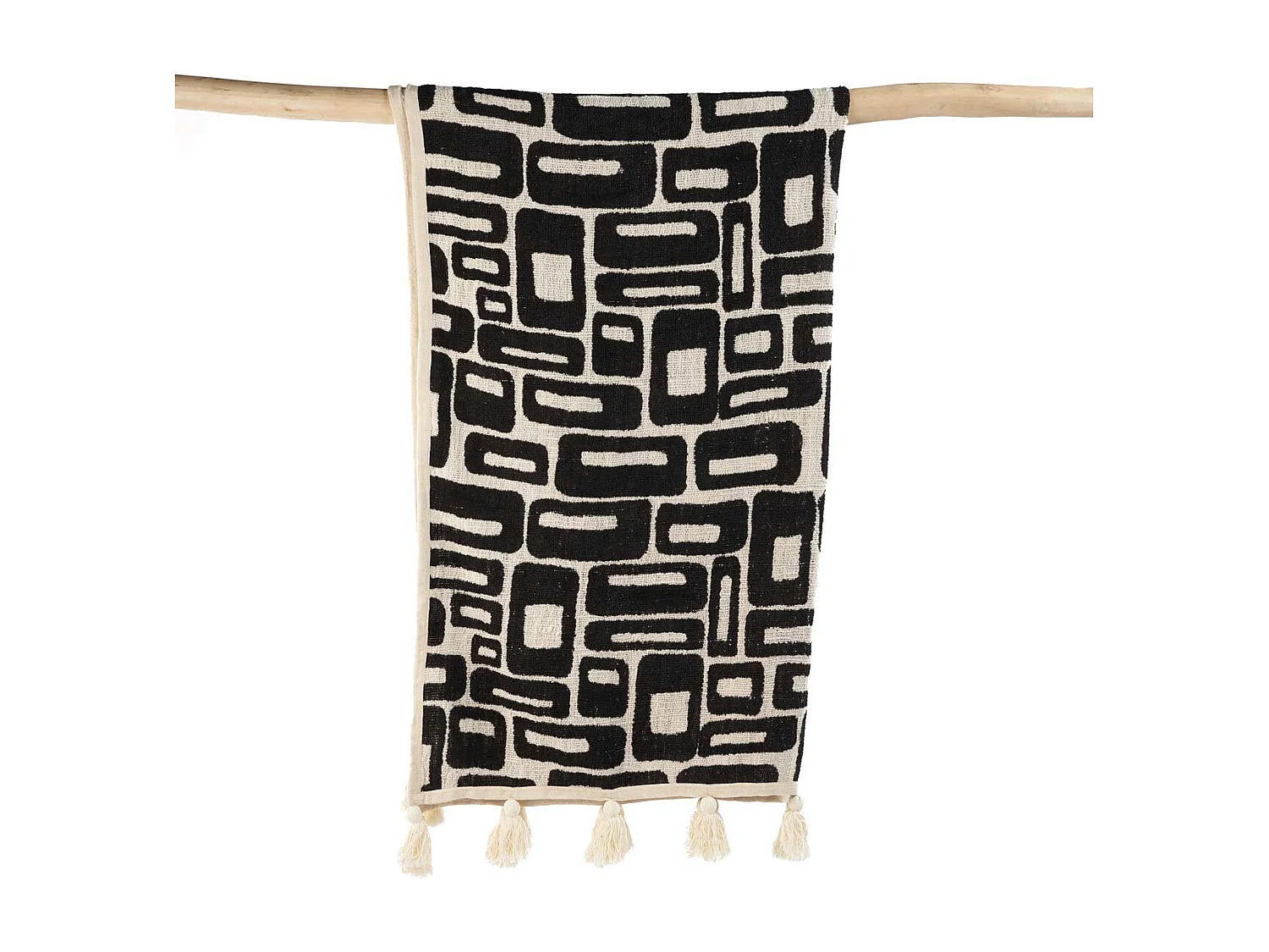 Der Aztec Bettüberwurf - Natur Schwarz
