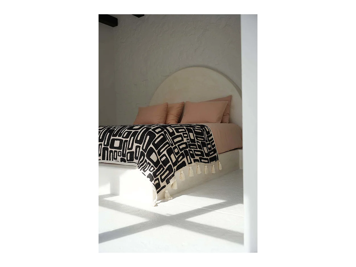 De Aztec Bedsprei - Naturel Zwart