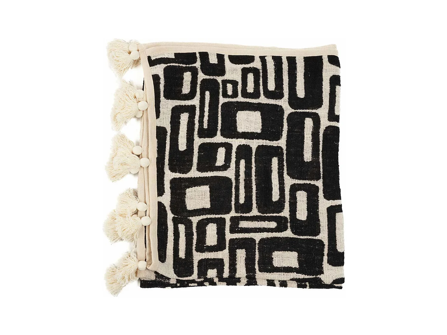 De Aztec Bedsprei - Naturel Zwart