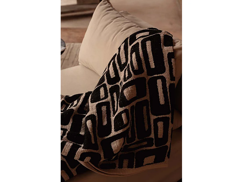 Le Jeté de Lit Aztec - Naturel Noir