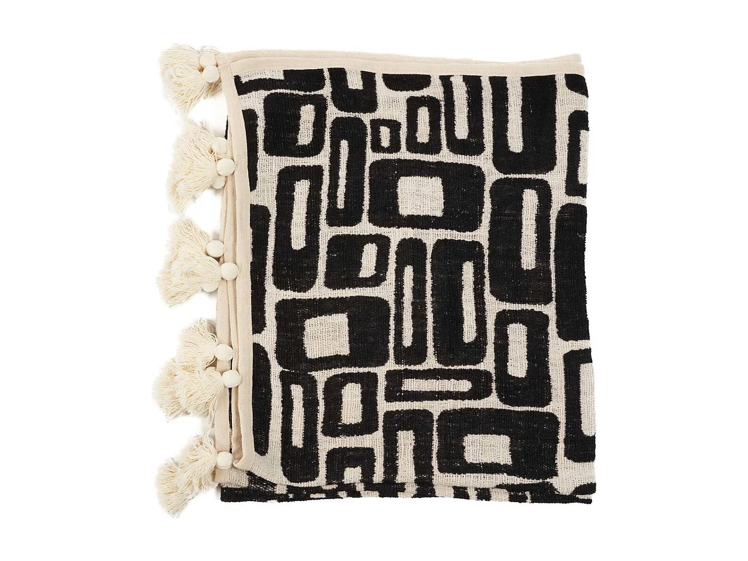 Le Jeté de Lit Aztec - Naturel Noir