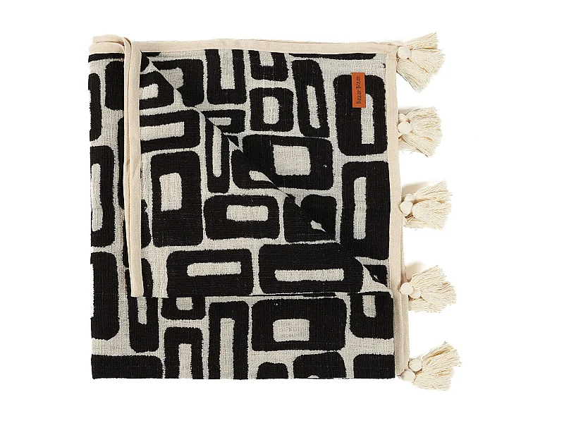 De Aztec Bedsprei - Naturel Zwart