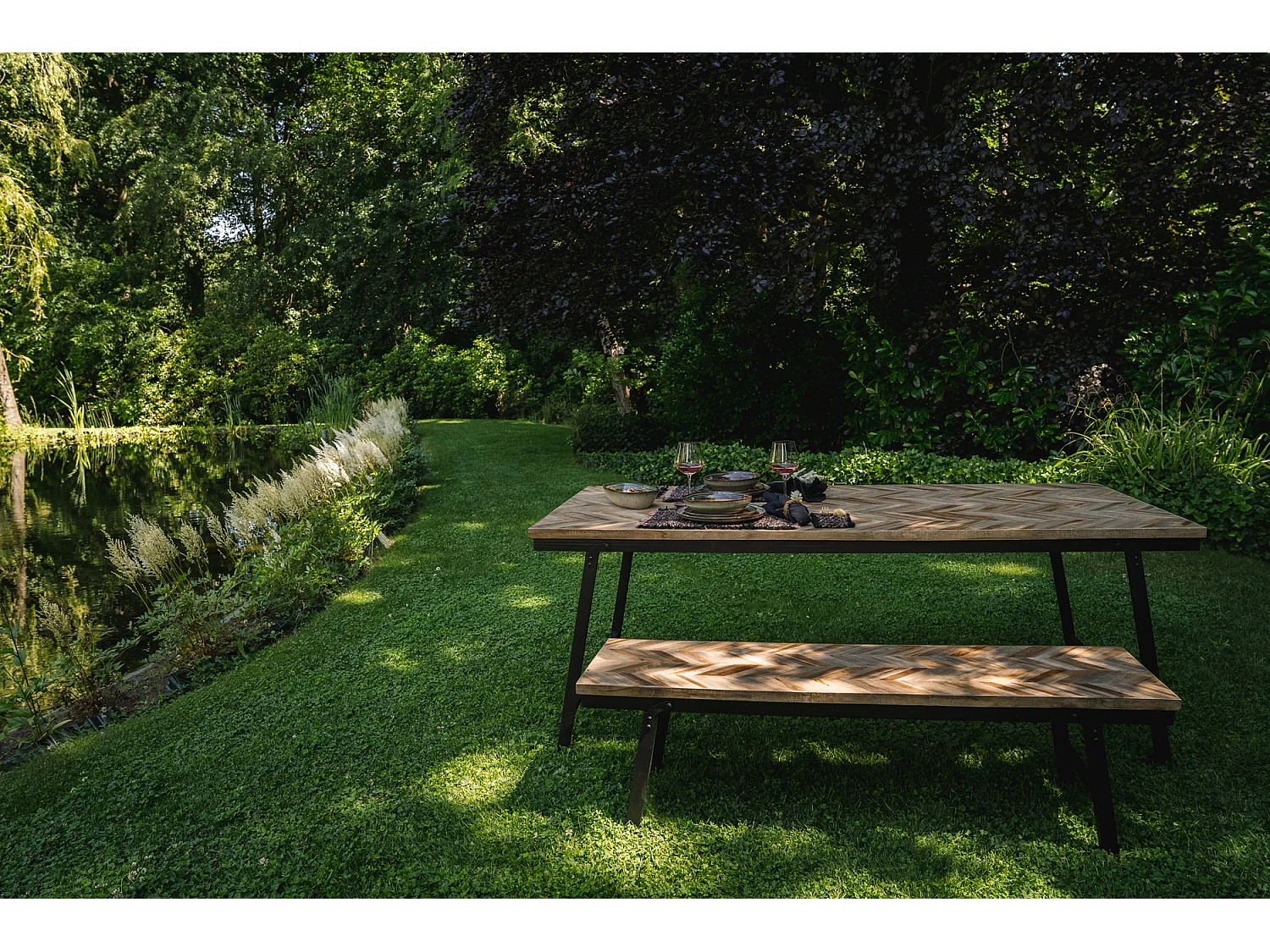 La Table de Marché Chevrons - Naturel - 200cm