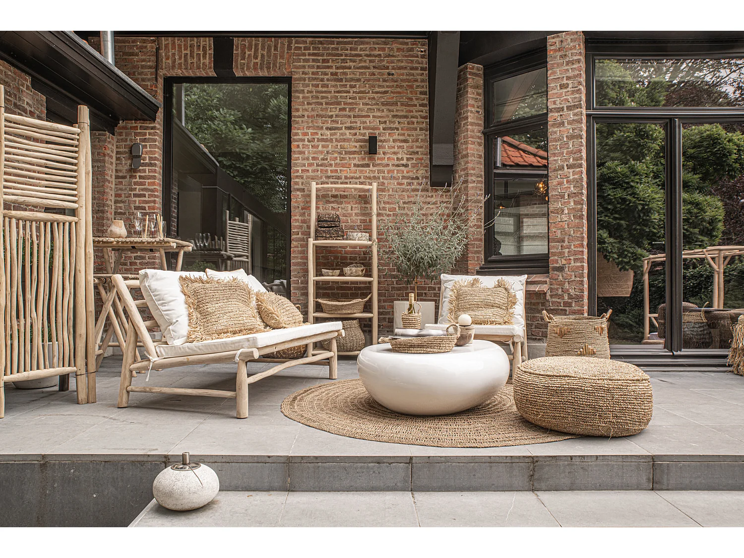 Le Pouf Raphia Flores - Naturel