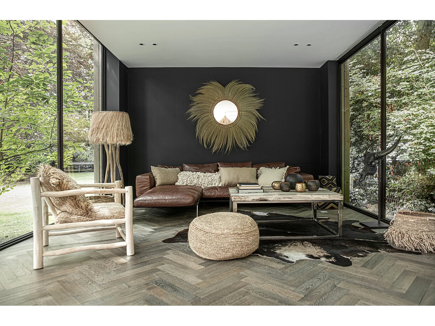 Le Pouf Raphia Flores - Naturel