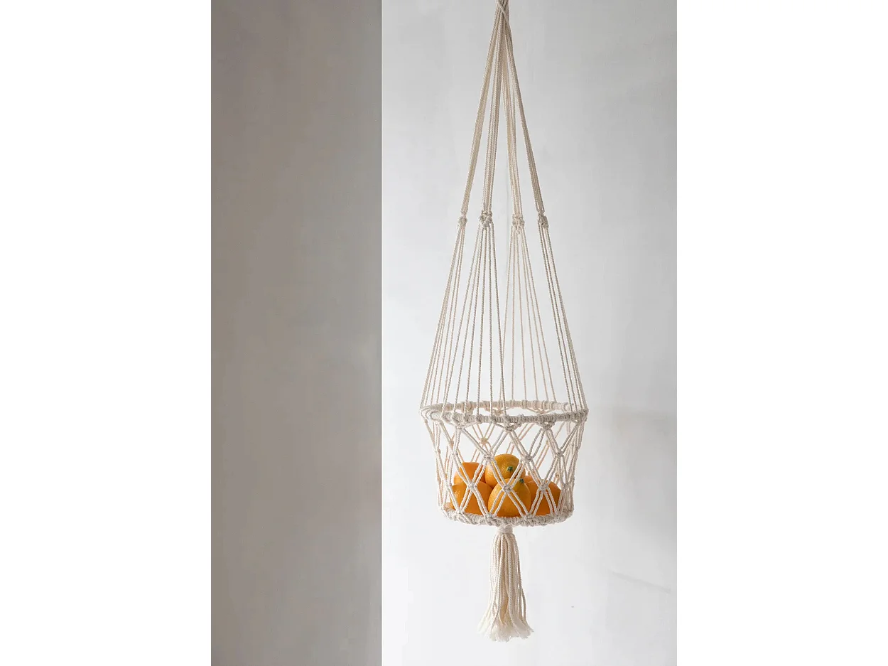 De Macrame Planthanger - Wit - L