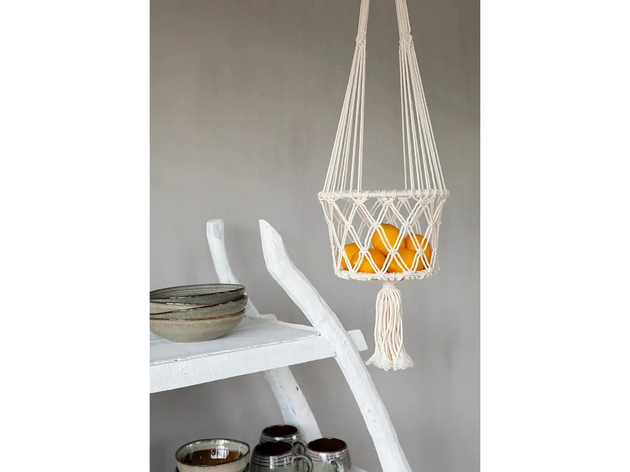 Le Porte-Plante Macramé - Blanc - L