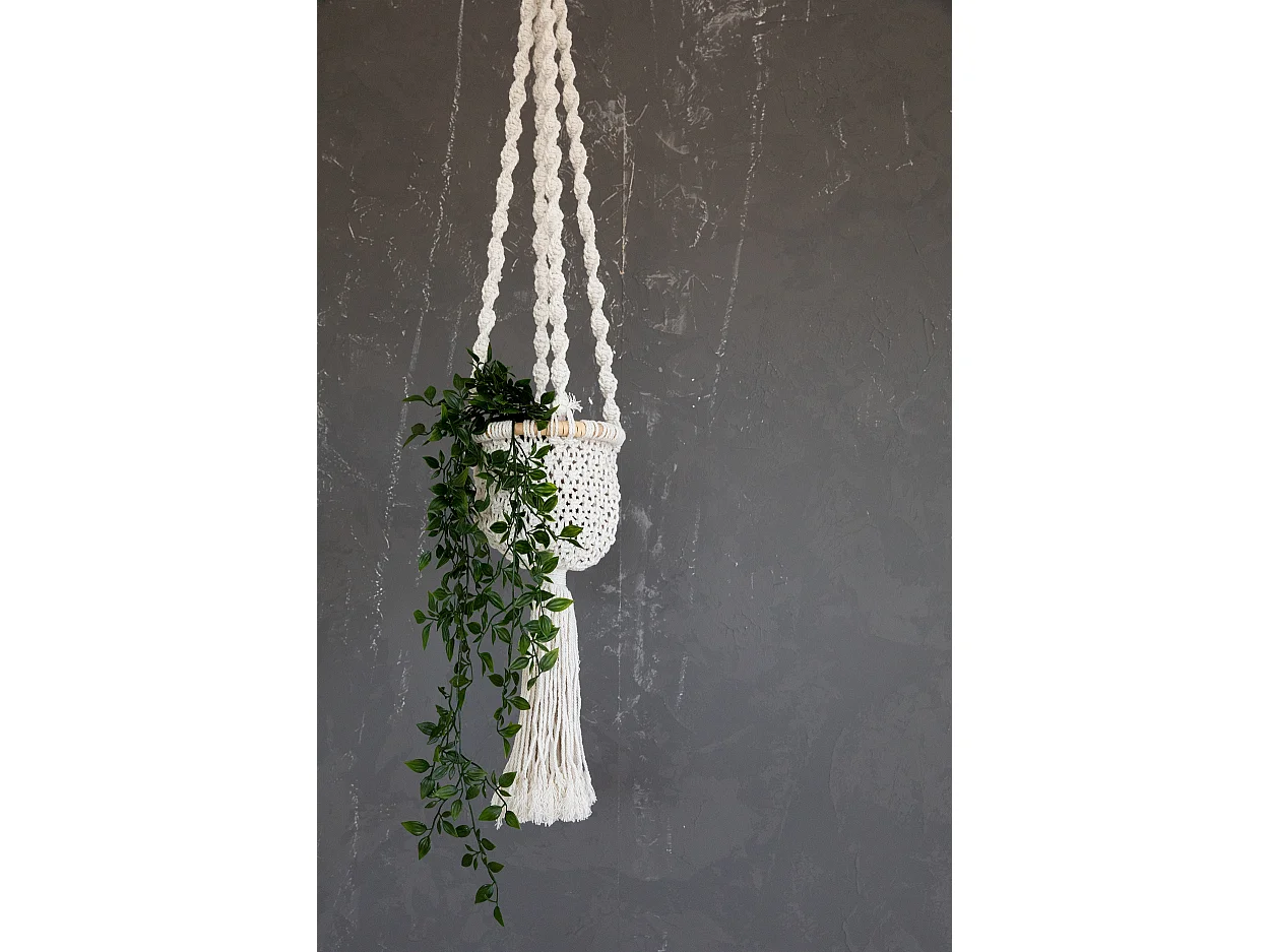 Le Porte-plante Macramé Twisted - Blanc Naturel - S