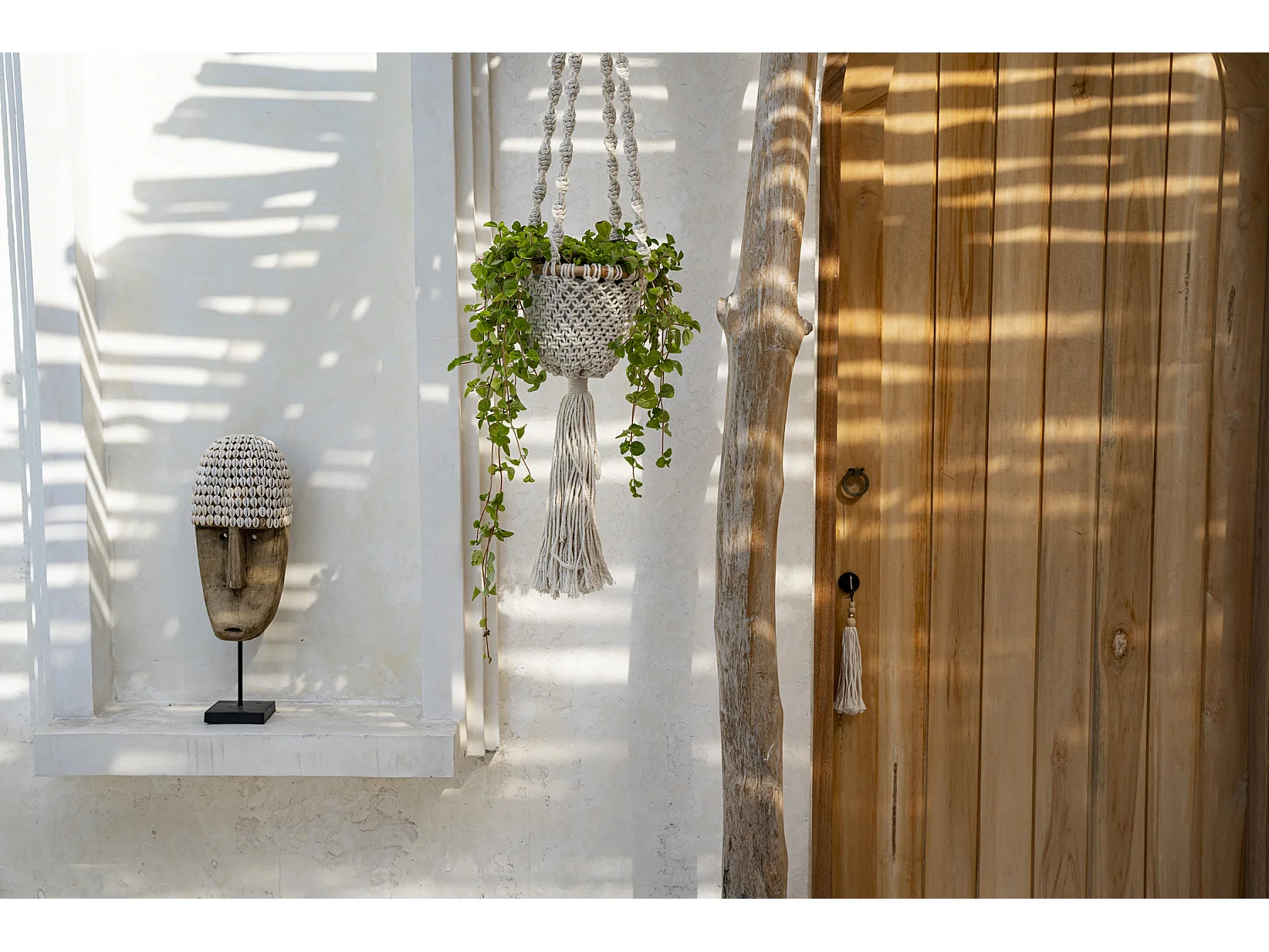 Le Porte-plante Macramé Twisted - Blanc Naturel - S