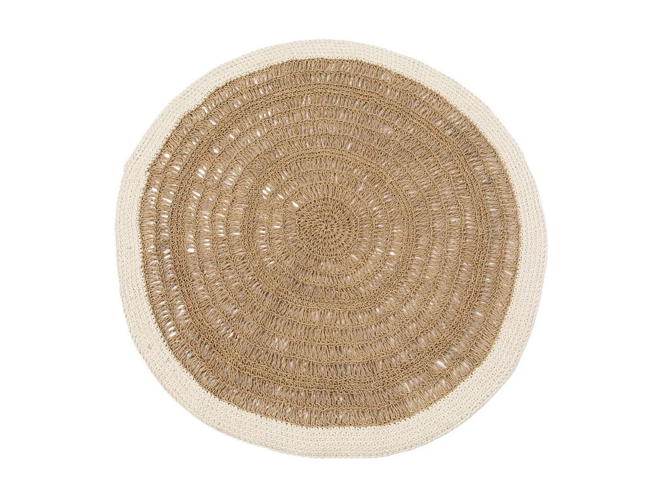 Der Runde Teppich aus Seegras und Baumwolle - Naturweiß - 100