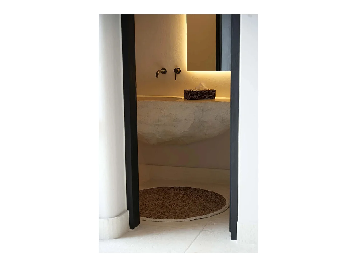 La Alfombra Redonda de Hierba Marina y Algodón - Blanco Natural - 100