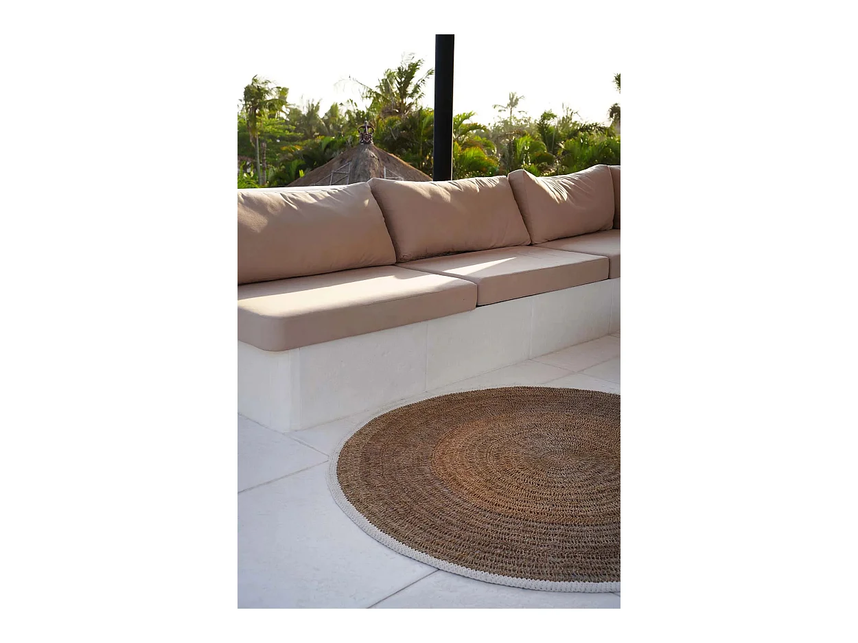 La Alfombra Redonda de Hierba Marina y Algodón - Blanco Natural - 100