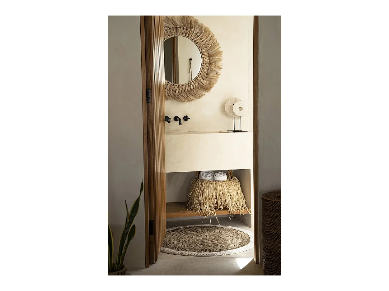 La Alfombra Redonda de Hierba Marina y Algodón - Blanco Natural - 100