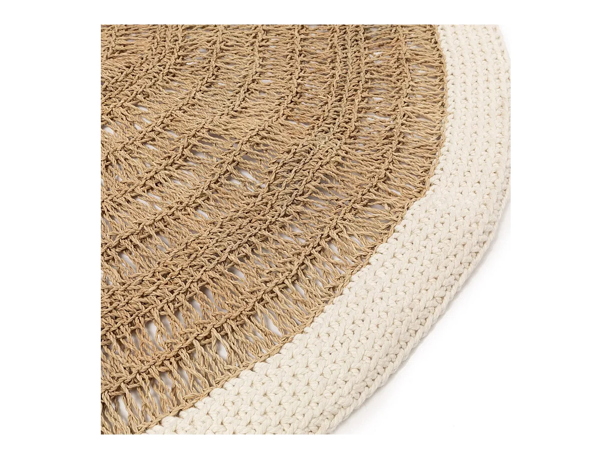 La Alfombra Redonda de Hierba Marina y Algodón - Blanco Natural - 100