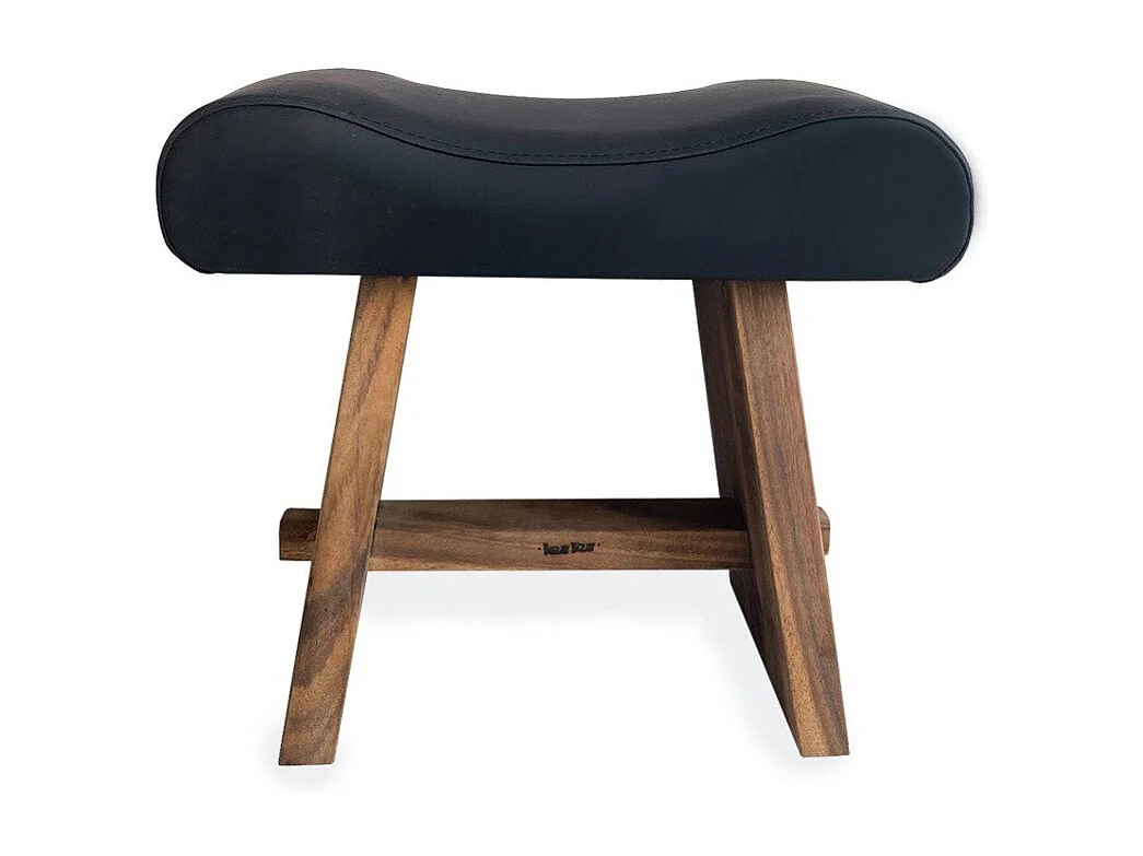 Lo Sgabello Suar con Pelle - Naturale Nero